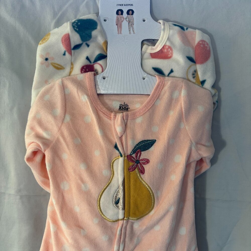 🆕 Kids 2 pack footie fleece pajamas, coral - NWT